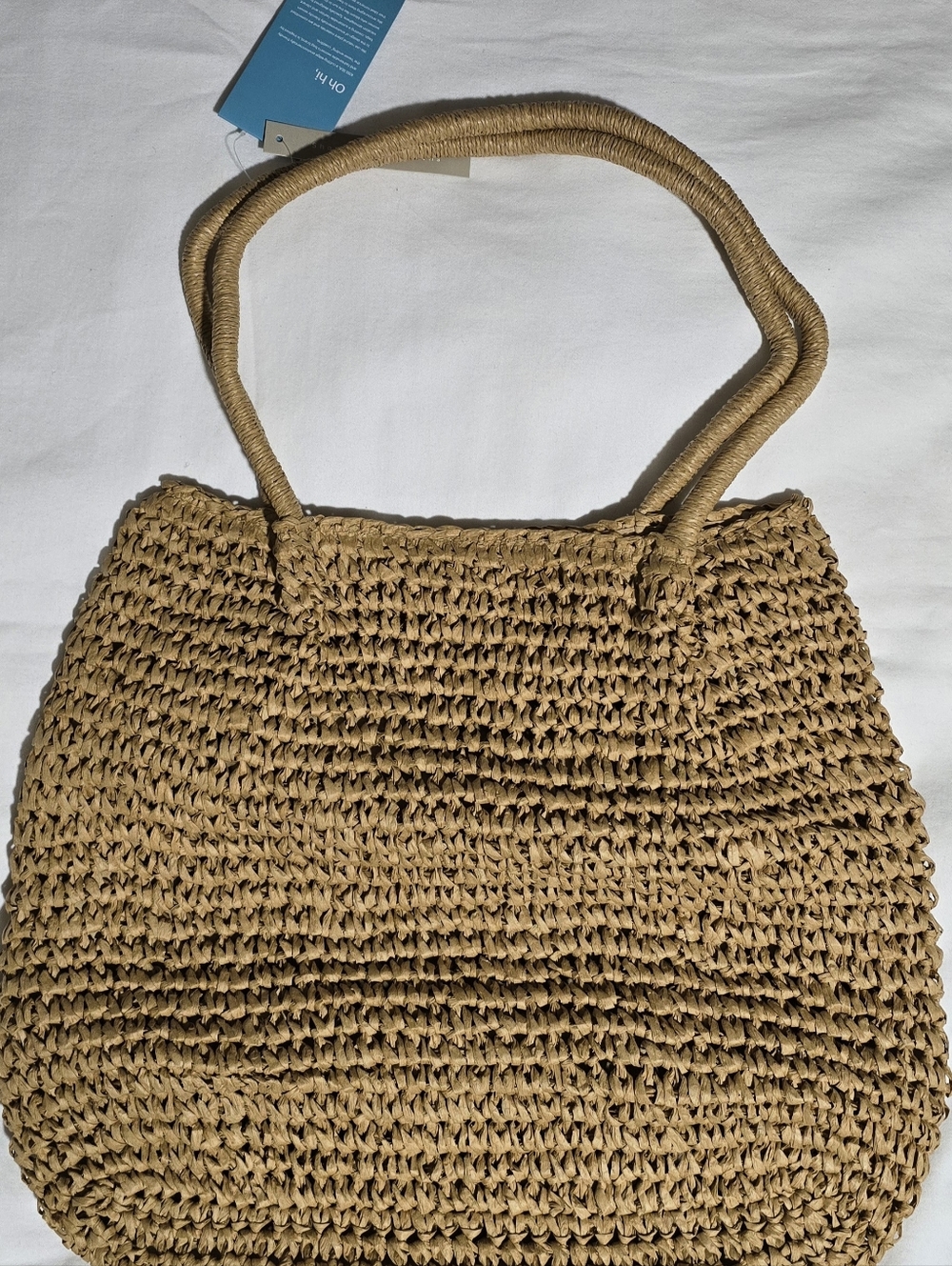 NWT Kisssea Woven Straw Tote Bag in Tan - Contemporary Summer Handbag